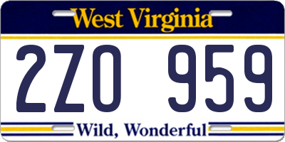WV license plate 2ZO959