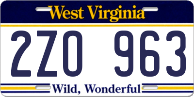 WV license plate 2ZO963