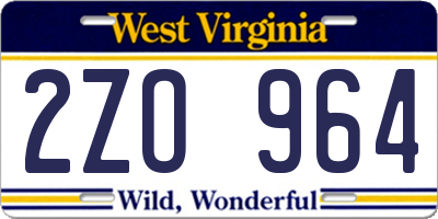 WV license plate 2ZO964