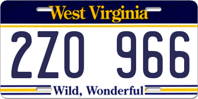 WV license plate 2ZO966