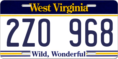 WV license plate 2ZO968