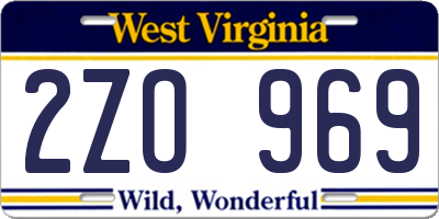 WV license plate 2ZO969