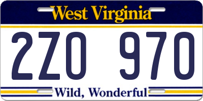 WV license plate 2ZO970