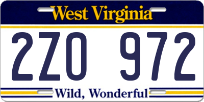 WV license plate 2ZO972