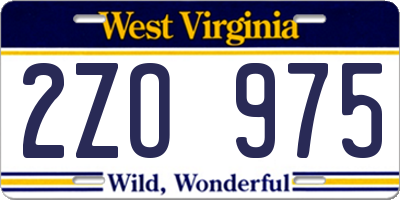 WV license plate 2ZO975