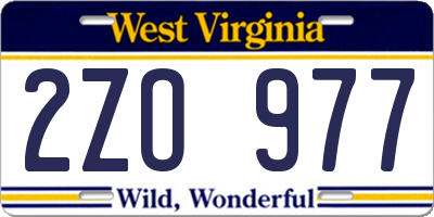 WV license plate 2ZO977