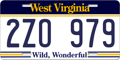 WV license plate 2ZO979
