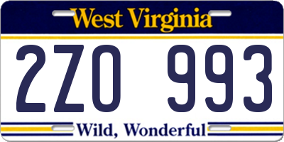 WV license plate 2ZO993
