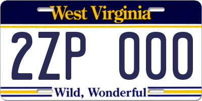 WV license plate 2ZP000