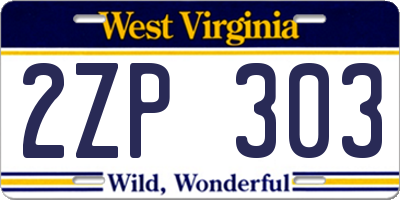 WV license plate 2ZP303