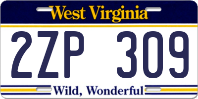 WV license plate 2ZP309