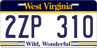 WV license plate 2ZP310
