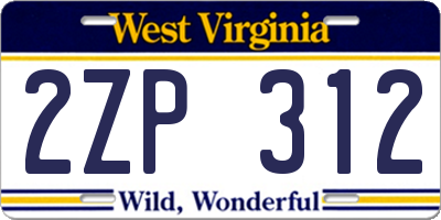 WV license plate 2ZP312