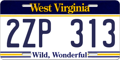 WV license plate 2ZP313