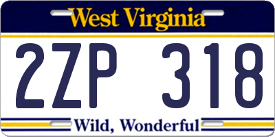 WV license plate 2ZP318
