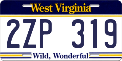 WV license plate 2ZP319