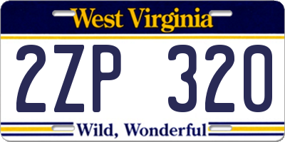 WV license plate 2ZP320