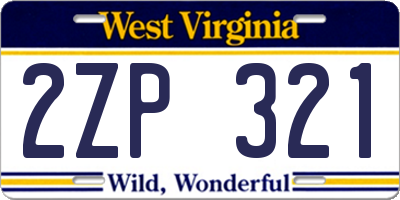WV license plate 2ZP321