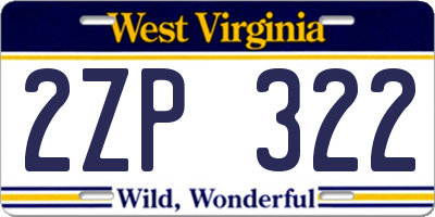 WV license plate 2ZP322