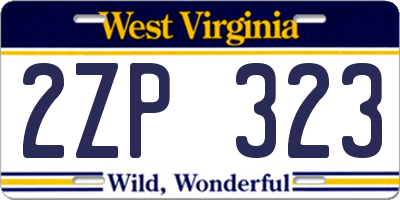 WV license plate 2ZP323
