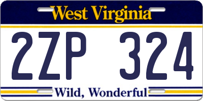 WV license plate 2ZP324