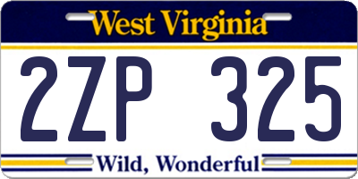 WV license plate 2ZP325