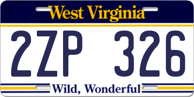 WV license plate 2ZP326
