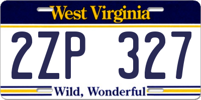 WV license plate 2ZP327