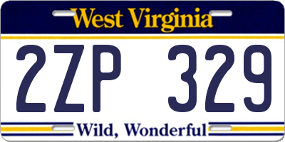 WV license plate 2ZP329