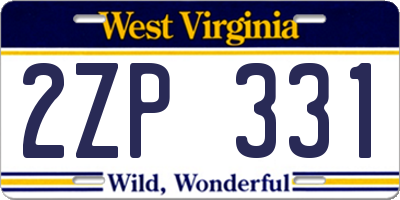 WV license plate 2ZP331