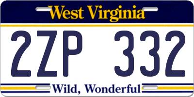 WV license plate 2ZP332