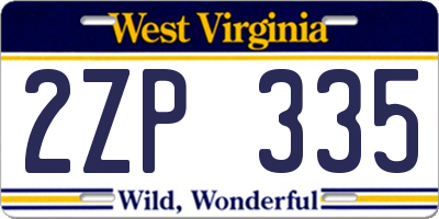 WV license plate 2ZP335