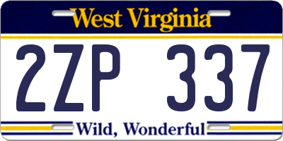 WV license plate 2ZP337