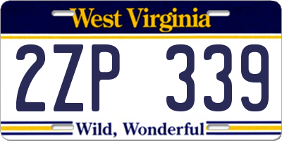 WV license plate 2ZP339