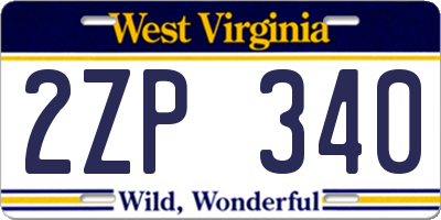 WV license plate 2ZP340