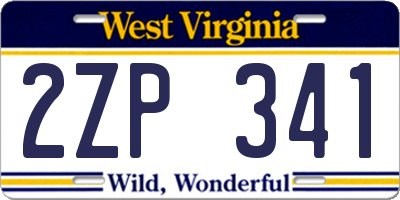 WV license plate 2ZP341