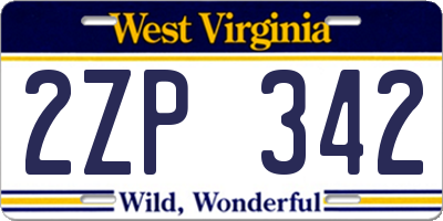 WV license plate 2ZP342