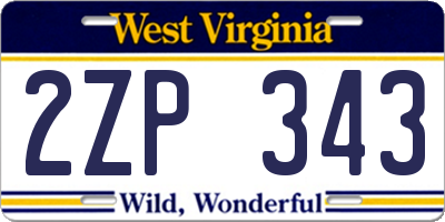 WV license plate 2ZP343
