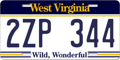 WV license plate 2ZP344