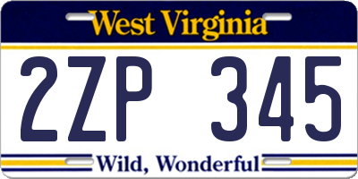 WV license plate 2ZP345