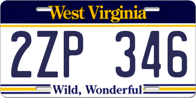 WV license plate 2ZP346