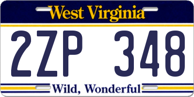 WV license plate 2ZP348
