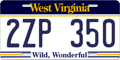 WV license plate 2ZP350
