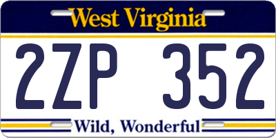 WV license plate 2ZP352