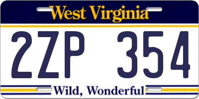 WV license plate 2ZP354