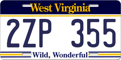 WV license plate 2ZP355