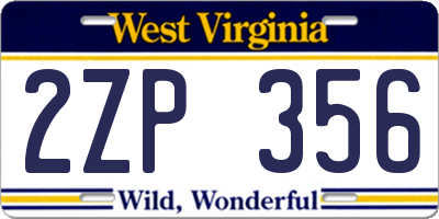 WV license plate 2ZP356