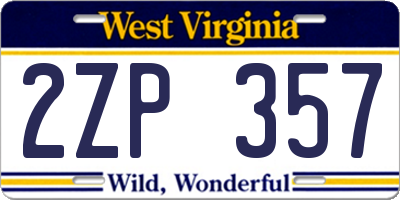WV license plate 2ZP357