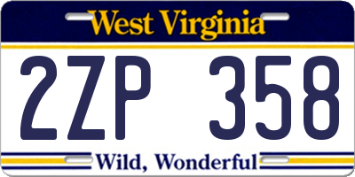 WV license plate 2ZP358