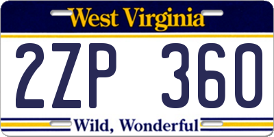 WV license plate 2ZP360